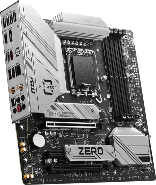 Plakë amë MSI B760M PROJECT ZERO, LGA 1700, DDR5, PCIe 5.0, 2.5Gbps LAN, Wi-Fi 6E, e bardhë/argjend