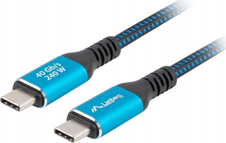 Kabllo USB C Lanberg USB4, 1.5m, 240W 8K 60Hz, e zezë blu