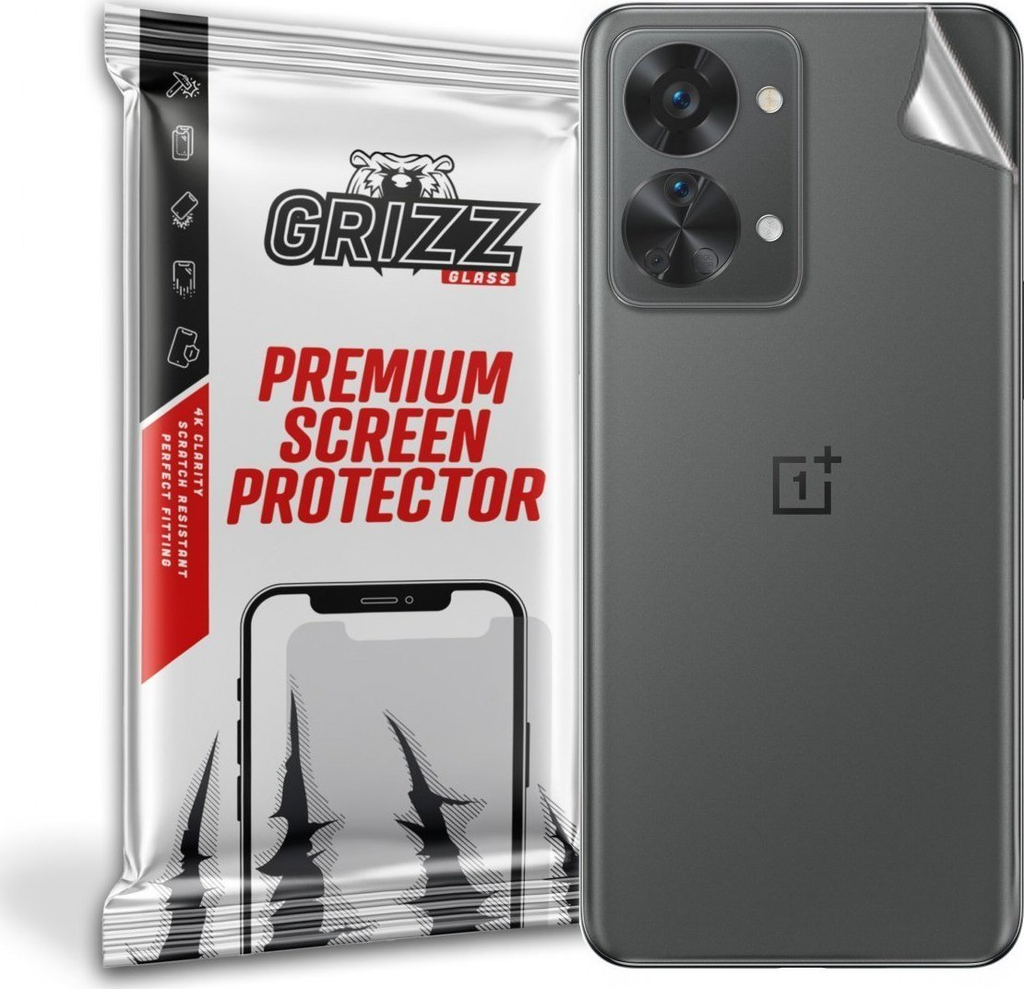 Folie mbrojtëse e pasme GrizzGlass për OnePlus Nord 2T, përfundim sateni, transparente