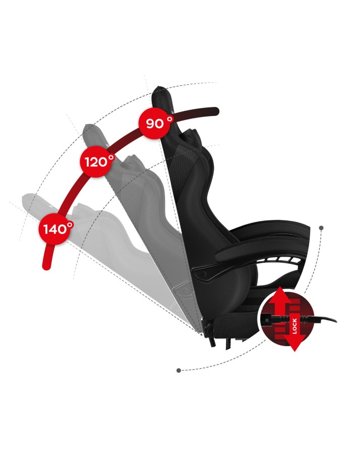 Karrige lojërash Huzaro Force 4.7 Carbon Mesh, e zezë