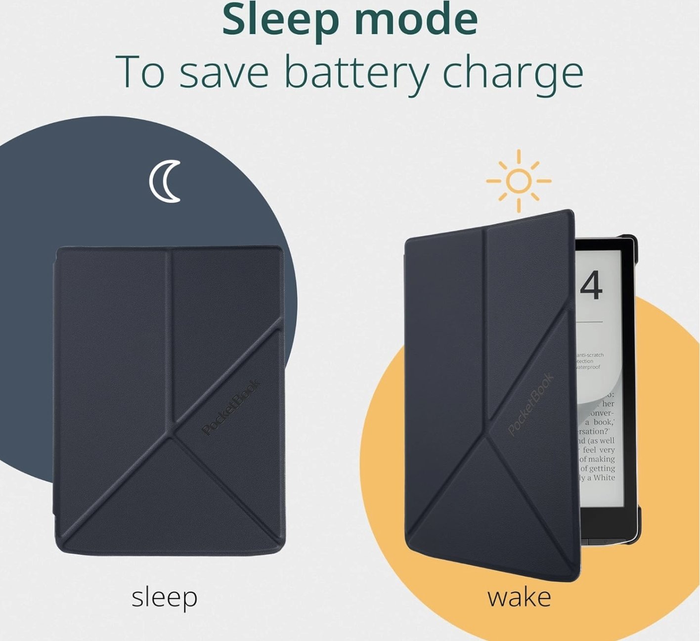 Kopertinë PocketBook Origami Cover, për InkPad 4 InkPad Color 2 3 7.8", e zezë