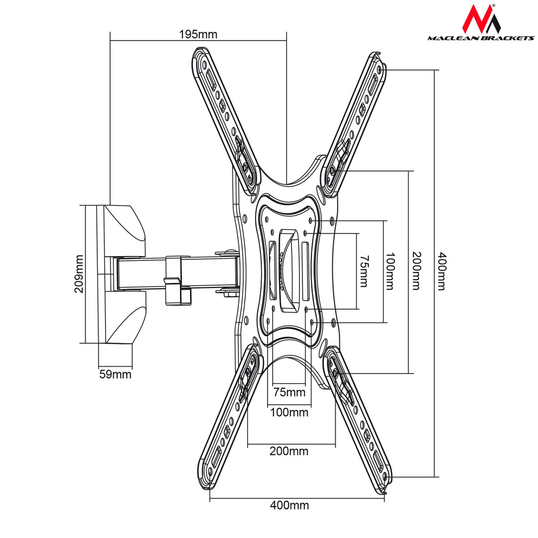 Mbajtëse për TV/monitor Maclean MC-758, 13-55", e zezë