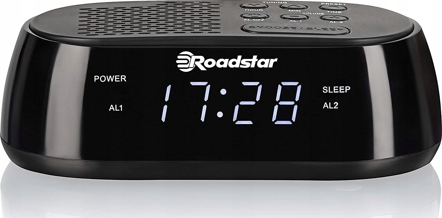 Radio orë Roadstar CLR-2477, projektor ore, portë USB, e zezë