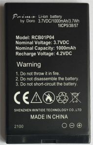 Bateri telefoni Doro Primo 366, 1000mAh, alumini, e zezë