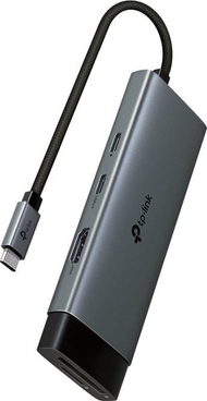 USB C хаб TP Link UH7020C, 7 порти, HDMI 4K, сива