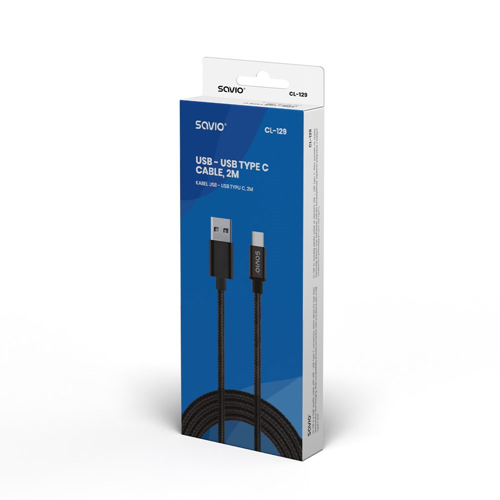 Кабел Savio, USB A/USB C, 2 m