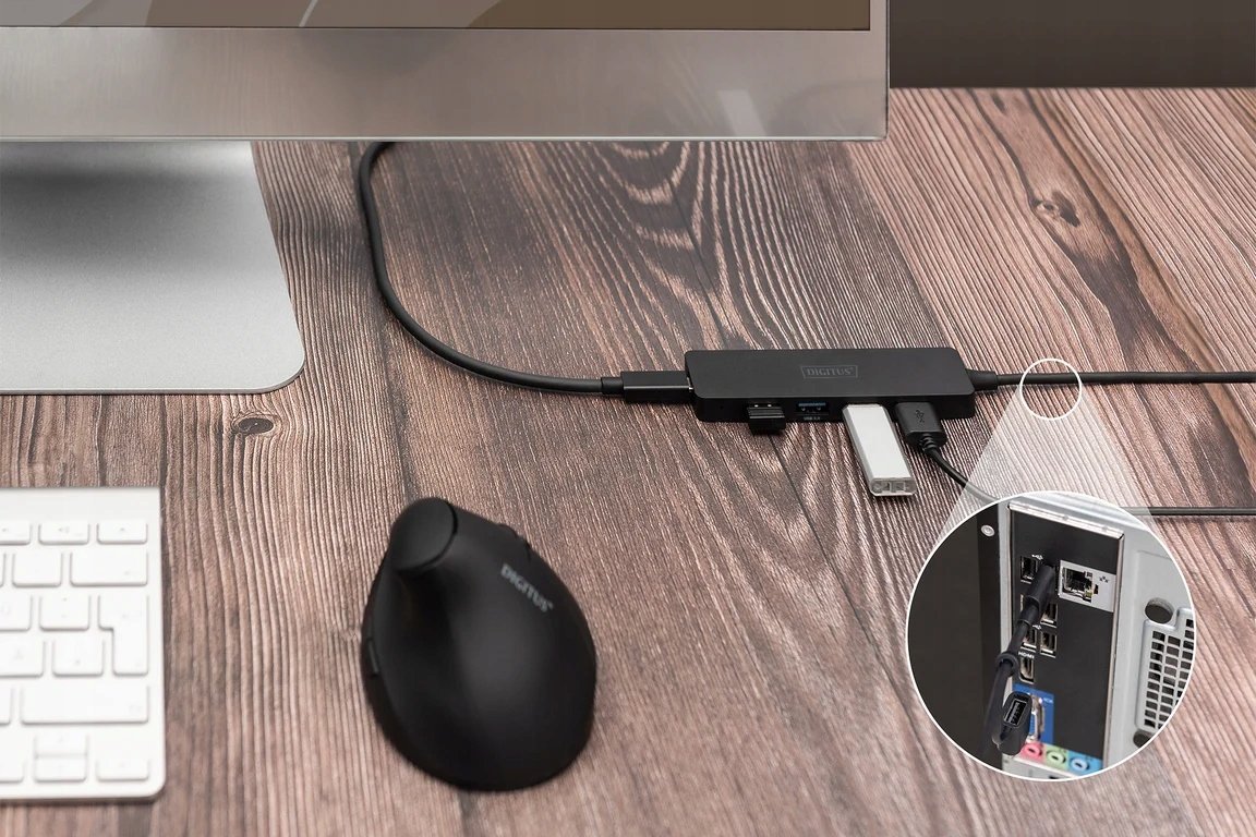 HUB USB Digitus Slim Line, 4 porta, USB 3.0