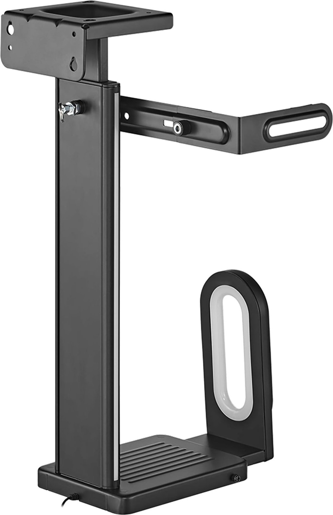 Mbajtës PC ULTRADESK FLANK, për nën tavolinë, ndriçim RGB, i zi