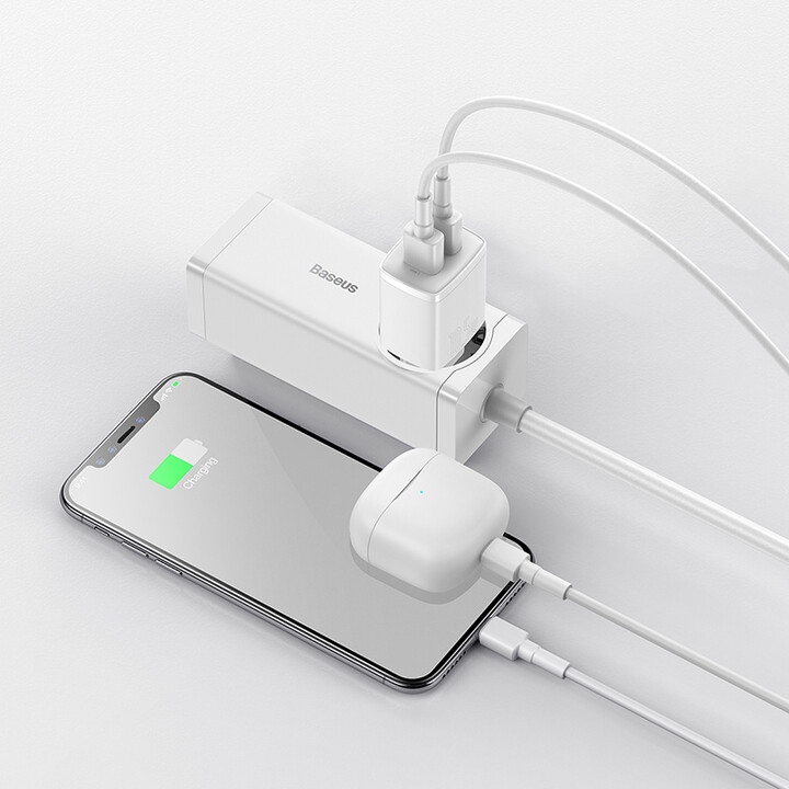 Karikues Baseus, 2xUSB-A, 10.5W, i bardhë