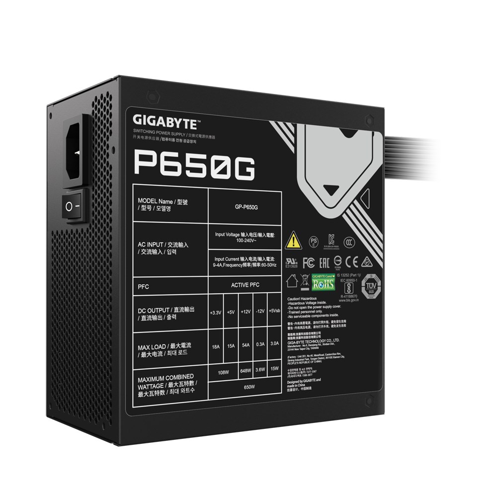 Burim energjie Gigabyte GP-P650G, 20+4 pin ATX, 650 W