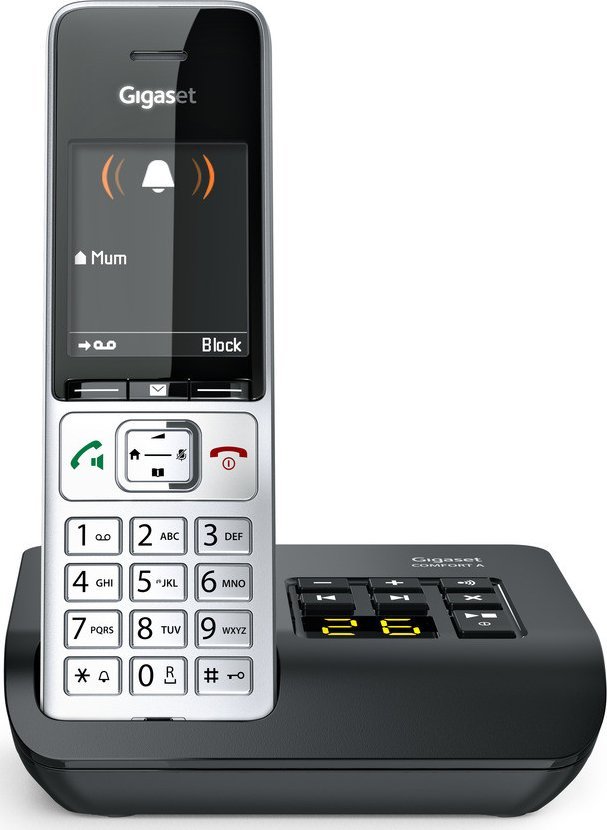 Telefon pa tel Gigaset COMFORT 500A, analog DECT, sekretari telefonike, i zi argjendtë