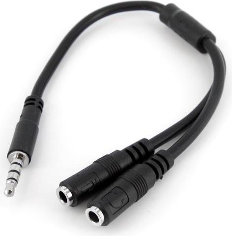 Kabllo StarTech Jack 3.5mm - 2x Jack 3.5mm, 0.2m, e zezë