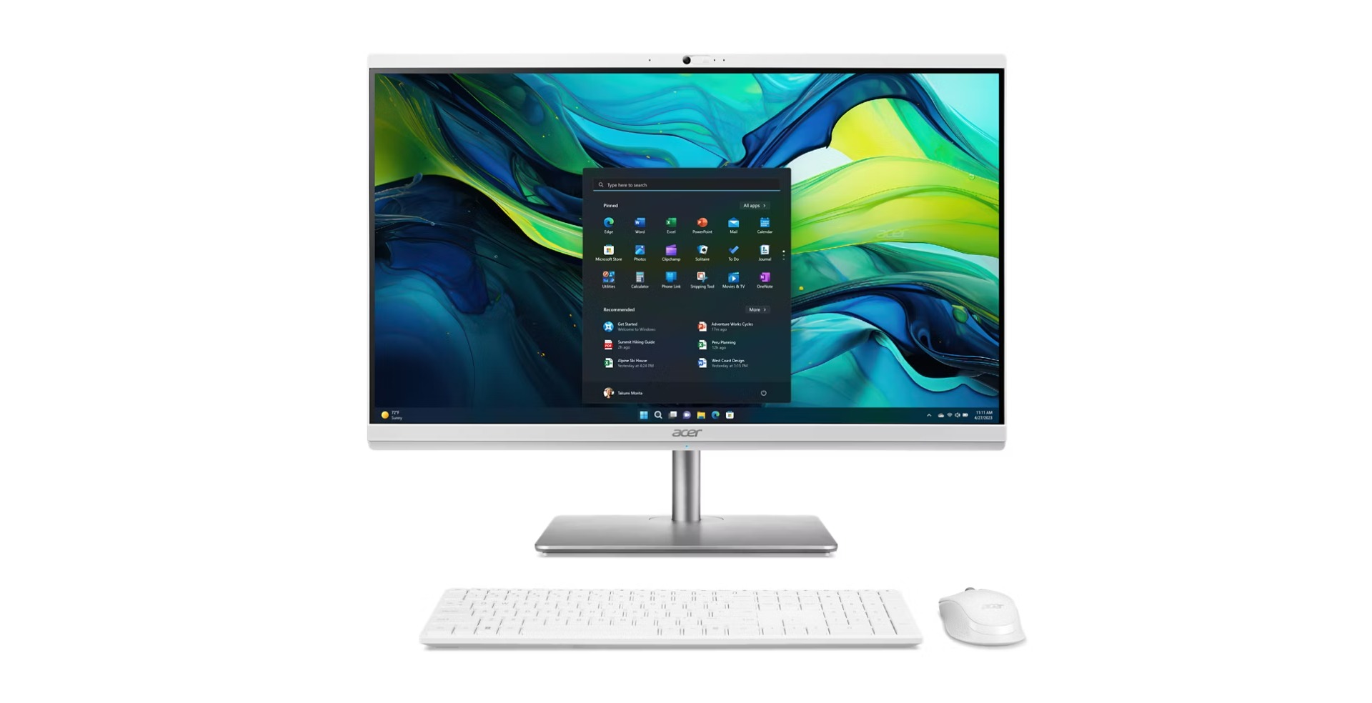 Kompjuter All-in-One Acer Aspire C27-195ES, 27", Intel Core Ultra 5-125U, 16GB RAM, 512GB SSD, i bardhë/i argjendtë