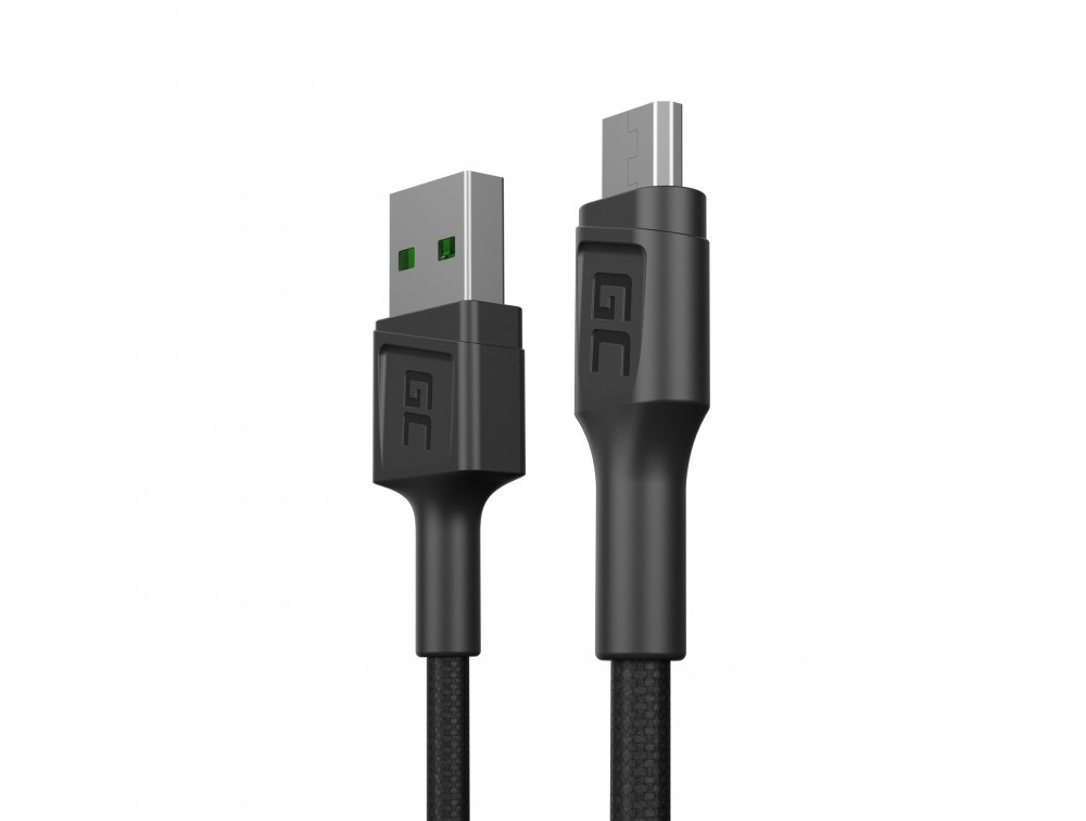 Kabllo USB-A në microUSB Green Cell, 0.3 m, e zezë