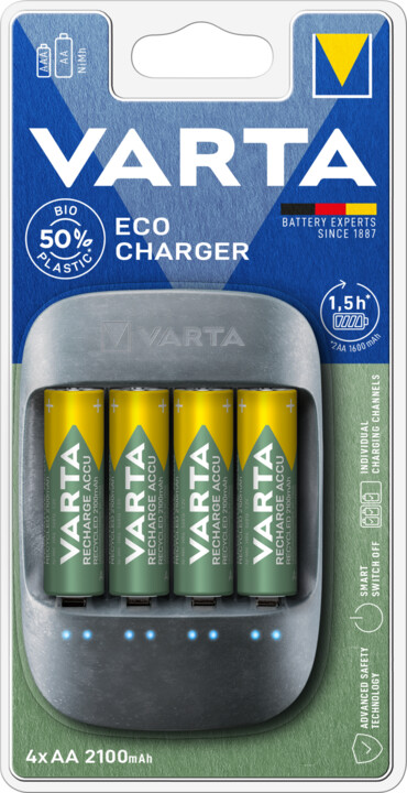 Karikues baterish VARTA Eco + 4 AA 2100 mAh              