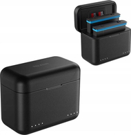 Пренослив полнач за батерии TELESIN, за Insta360 X3 X4, 2 слота, со складирање за TF картичка, црн