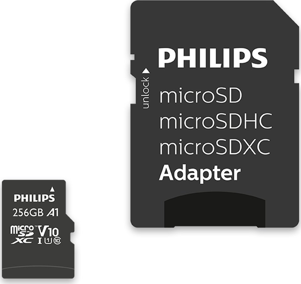 Kartë memorje Philips MicroSDXC, 256GB, Class 10 UHS I U1, me adapter