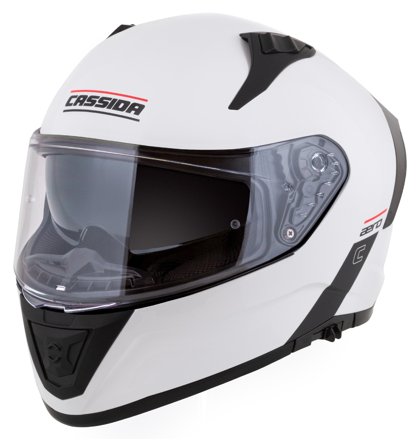 Kaskë moto Cassida Aero Solid 2026, integrale, e bardhë e zezë