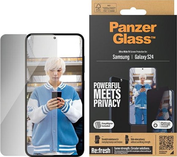 Mbrojtëse ekrani PanzerGlass Privacy për Samsung Galaxy S24, Ultra Wide Fit, me EasyAligner
