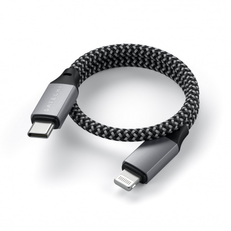 Kabllo Satechi USB-C në Lightning, 25cm, e hirtë