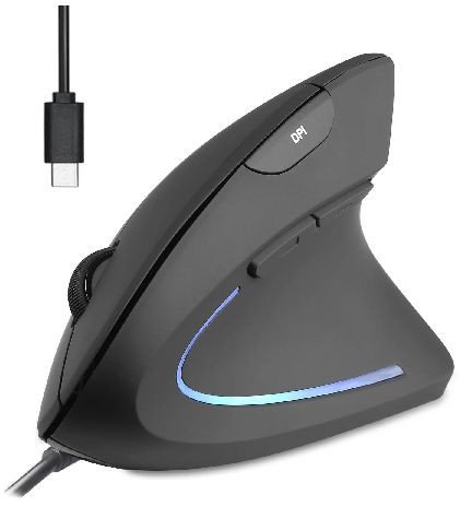 Maus Perixx PERIMICE-513C, vertikal me kabllo, USB-C, 6 butona, i zi
