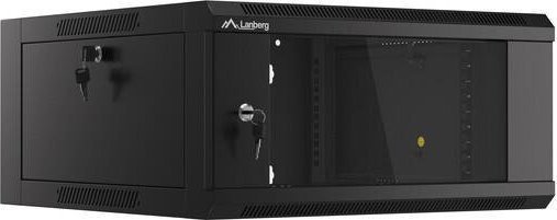 Мрежен кабинет Lanberg, 19" 4U, ѕиден, стаклена врата, црн