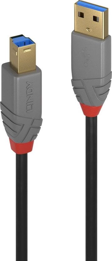 Kabllo Lindy 36740, USB-A në USB-B, 0.5m, e hirtë