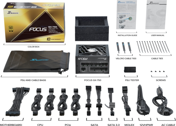 Burim energjie SEASONIC Focus GX 750 80 PLUS GoldATX 3.0 PCIe 5.0 - 750W