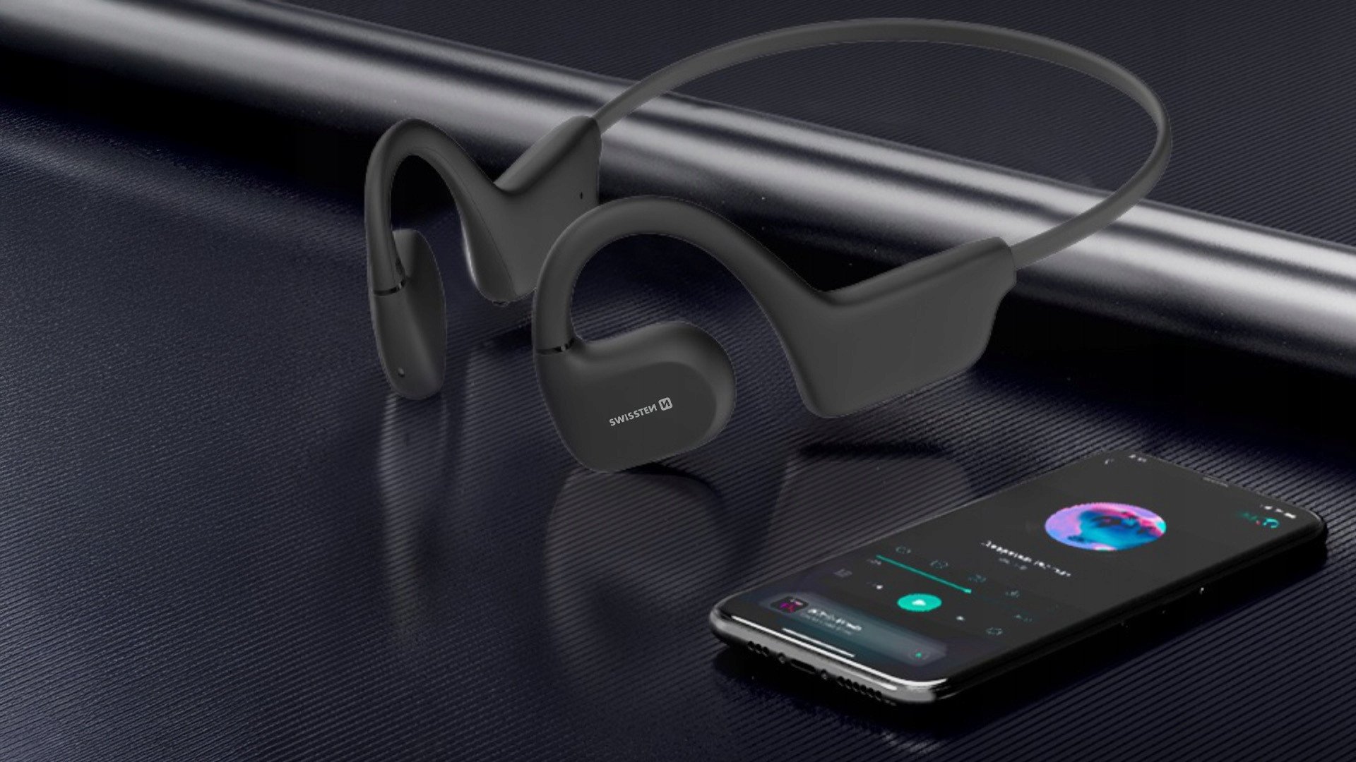 Kufje Bluetooth Swissten GYM Open Air, sportive, të zeza