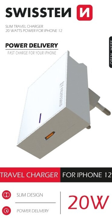 Karikues SWISSTEN për iPhone 12, 20W, i bardhë