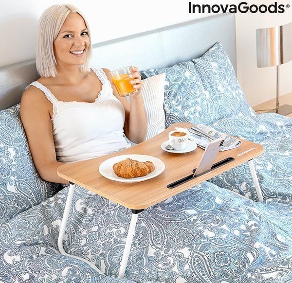 Tavolinë anësore e palosshme InnovaGoods, multifunksionale, portative, e bardhë