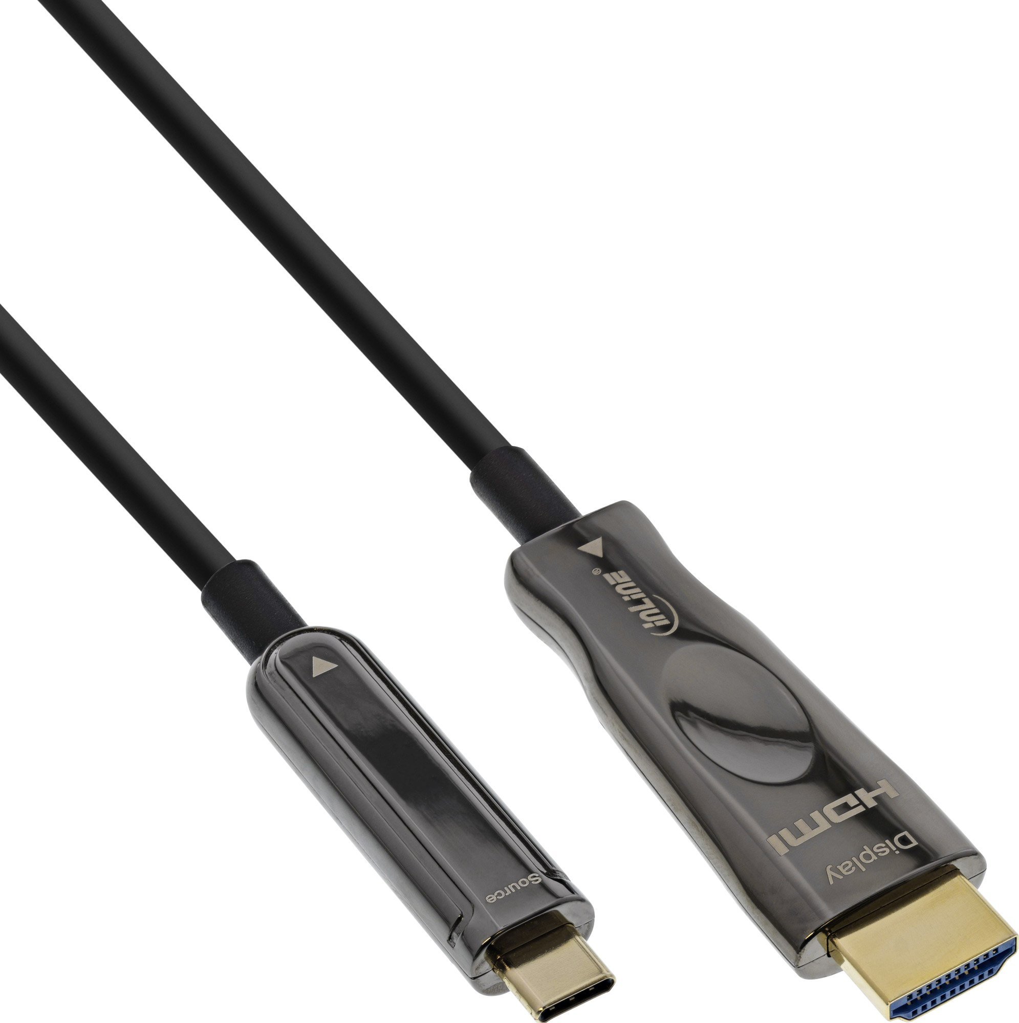 Kабел USB InLine 64225A, USB C во HDMI, 25 m, црн