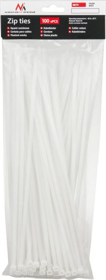Set lidhëse kabllosh Maclean MCTV-463 W, 250mm, 100 copë, i bardhë