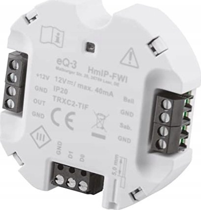 Ndërfaqe HomeMatic IP Wiegand, modul zgjerues, për sistem smart home, i bardhë