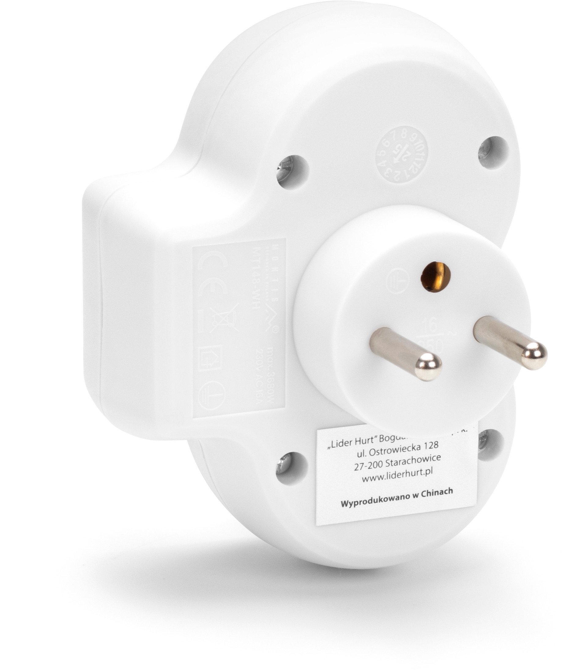 Ndarës elektrik dyfishtë Maclean MT148, me ndërprerës, i bardhë