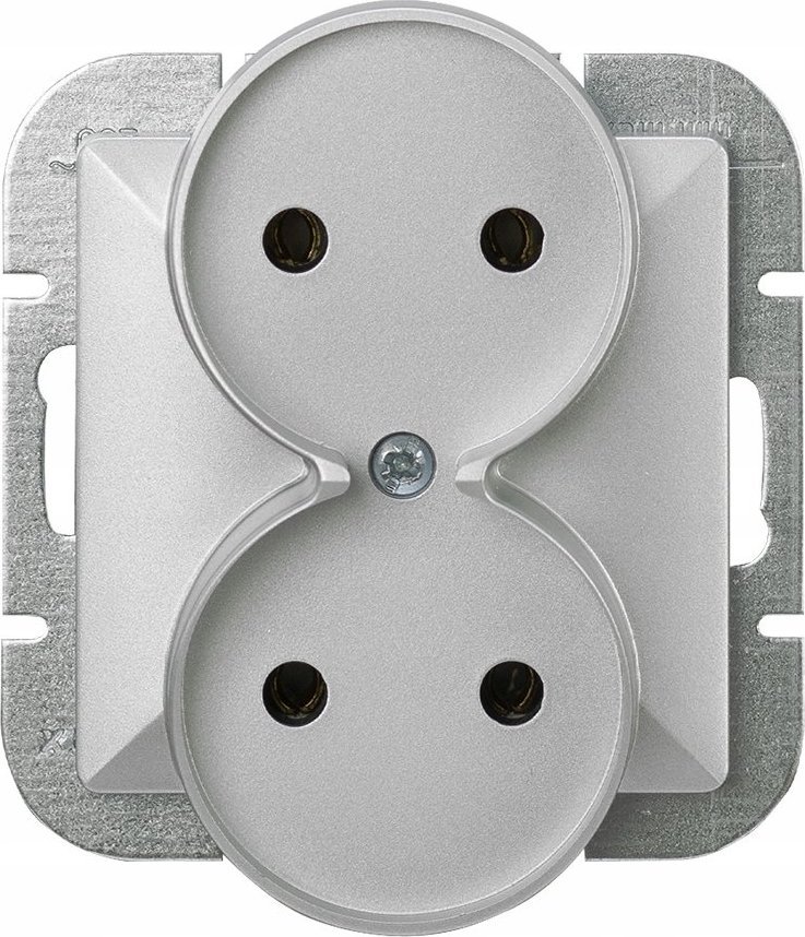 Prizë dyshe Abex Pearl, 2x2P 16A, e montuar në mur, argjend