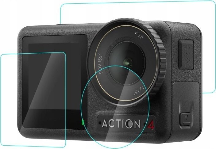 Set mbrojtës xhami PULUZ për DJI Osmo Action 4, 2x ekran, lente LCD, transparent