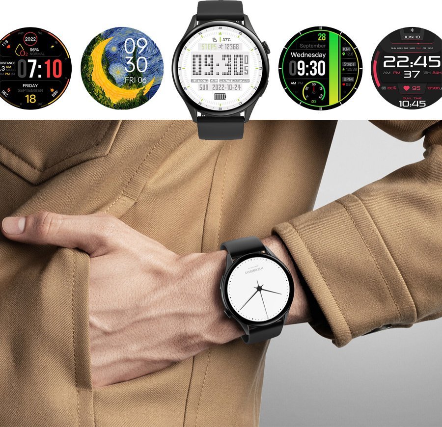 Smartwatch për gra Gravity GT11-2, ekran 1.43" AMOLED, Bluetooth 5.2, ari me rrip i bardhë
