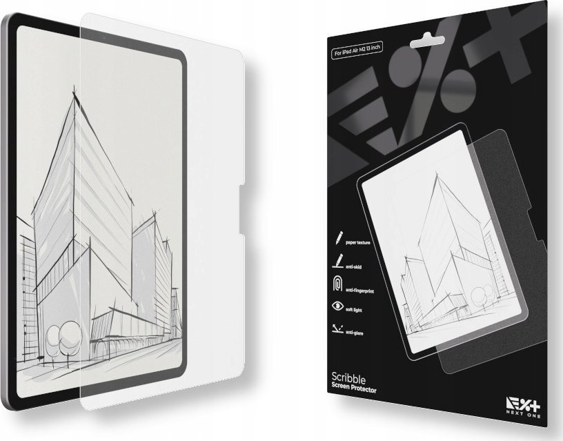 Заштитна фолија за екран NEXT ONE Paper Texture Scribble, за iPad Air 13" M2, мат, проѕирна