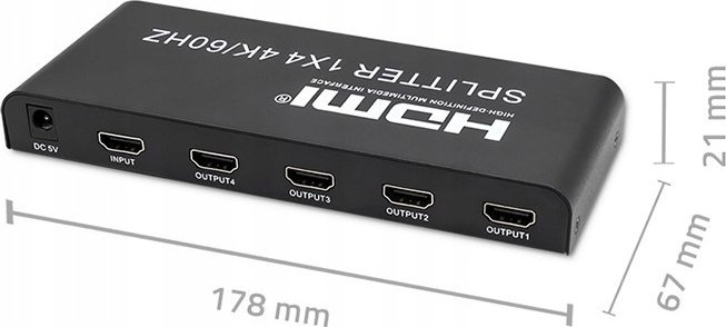 Splitter aktiv HDMI Qoltec 4x1, 4K, 60Hz, i zi