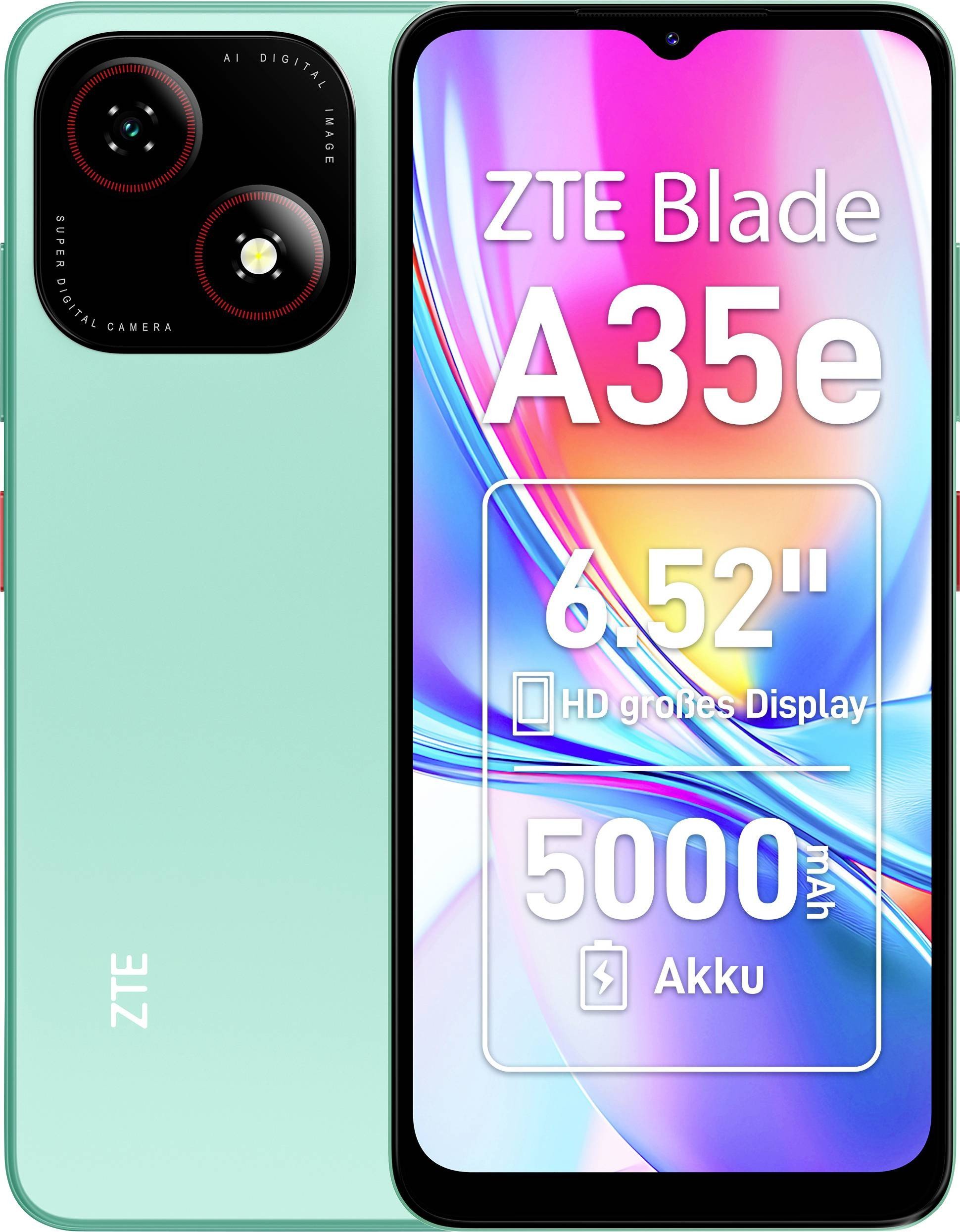 Telefoni ZTE Blade A35e, 2GB 64GB, 6.52", 4G, jeshil