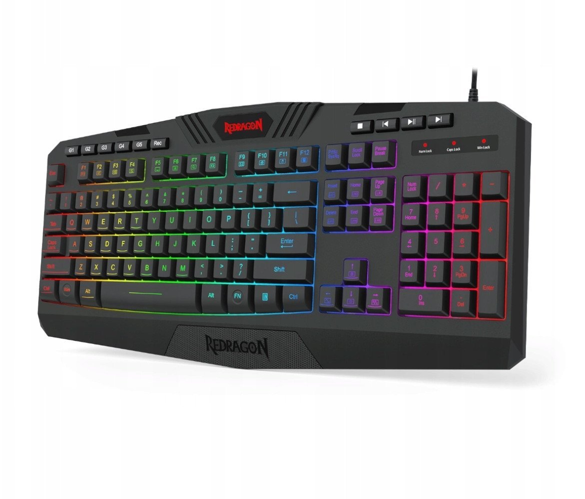 Set gaming Redragon S101 BA 3, tastierë me kabllo RGB, mauspad dhe kufje, i zi