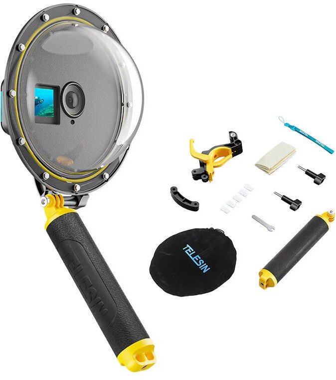 Dome port uji TELESIN për DJI Osmo Action 4 3, i papërshkueshëm nga uji, transparent