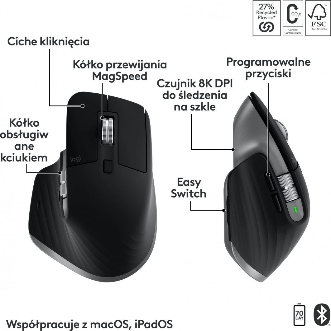 Set tastierë + maus Logitech MX Keys S (920-012845), bluetooth, US, i zi