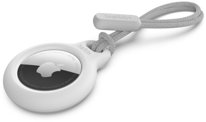 Mbrojtëse Belkin për lokalizues Apple AirTag, me tel tërheqës, e bardhë