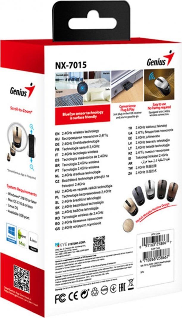 Maus Genius NX-7015, 1600DPI, 2.4 [GHz], i zi