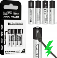 Bateri rikarikueshme AAA LiiBattaries Powerful, 500mAh 1.5V, USB-C, set 4 copë