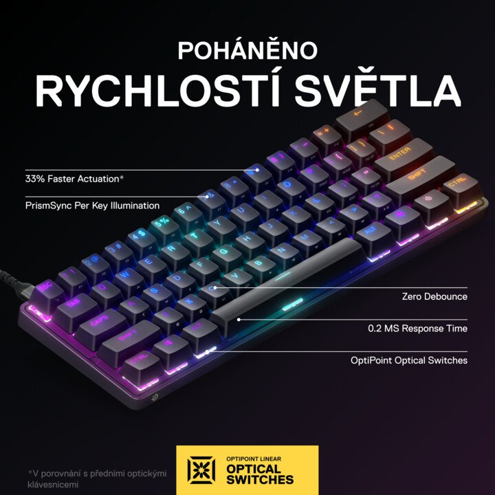 Tastierë SteelSeries Apex 9 Mini, OptiPoint, US, e zezë