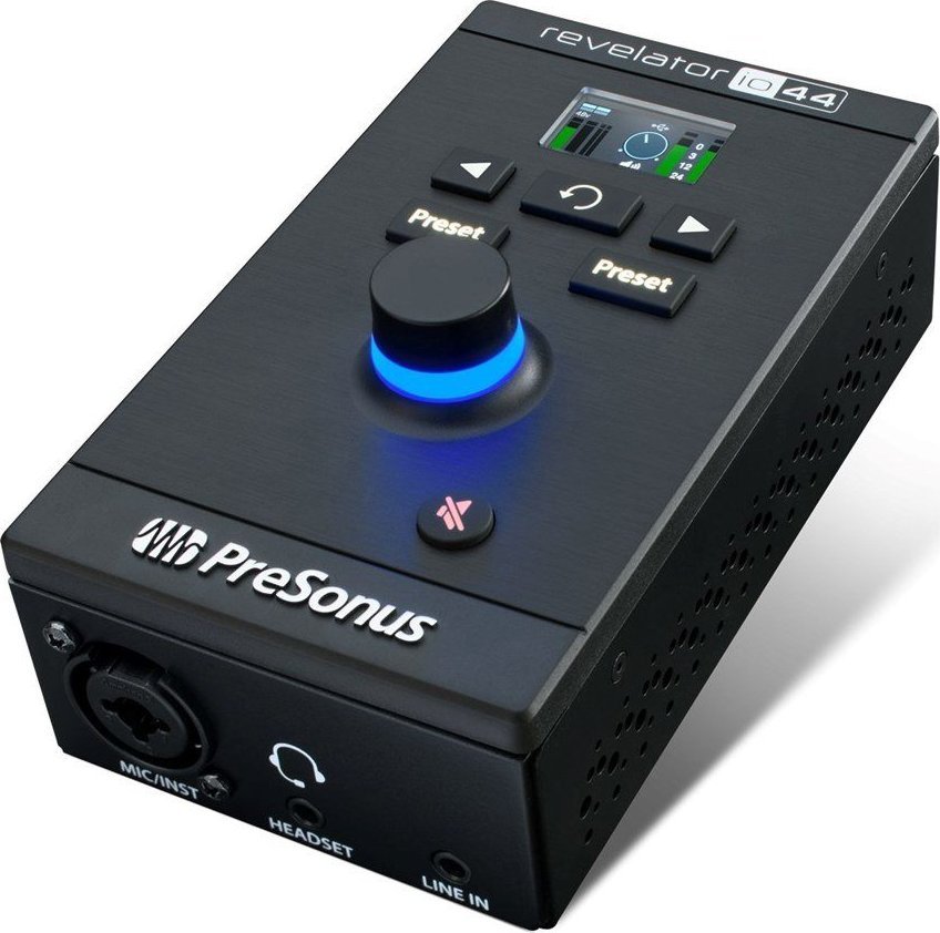 Audio interfejs PreSonus Revelator Io44, USB C, hyrje mikrofon dhe instrument, i zi