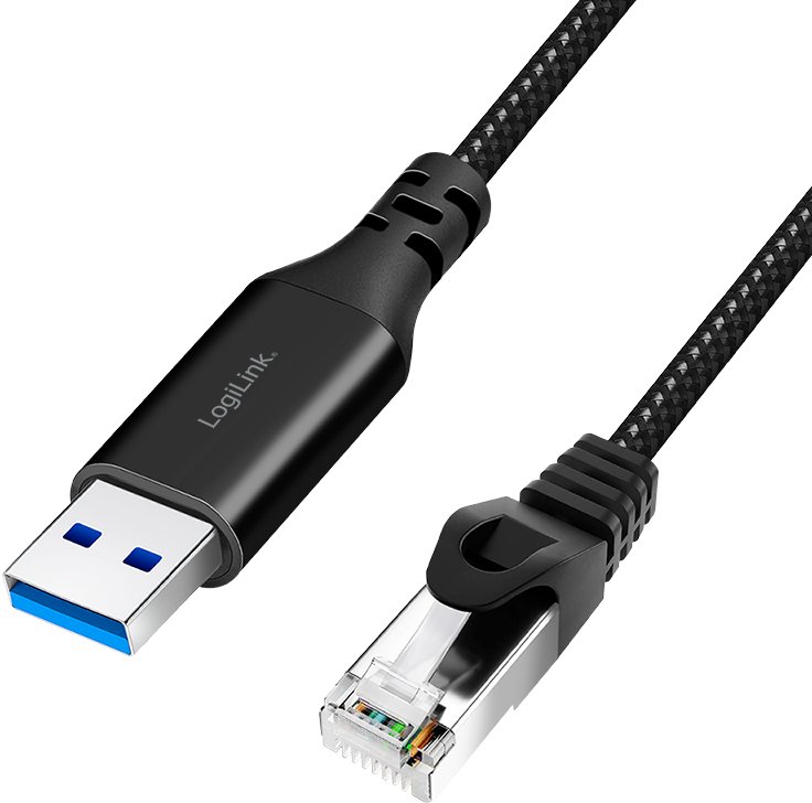 Мрежен кабел LogiLink CU0405, USB 3.0 во Ethernet, 7.5 m, Cat6 S FTP, црн